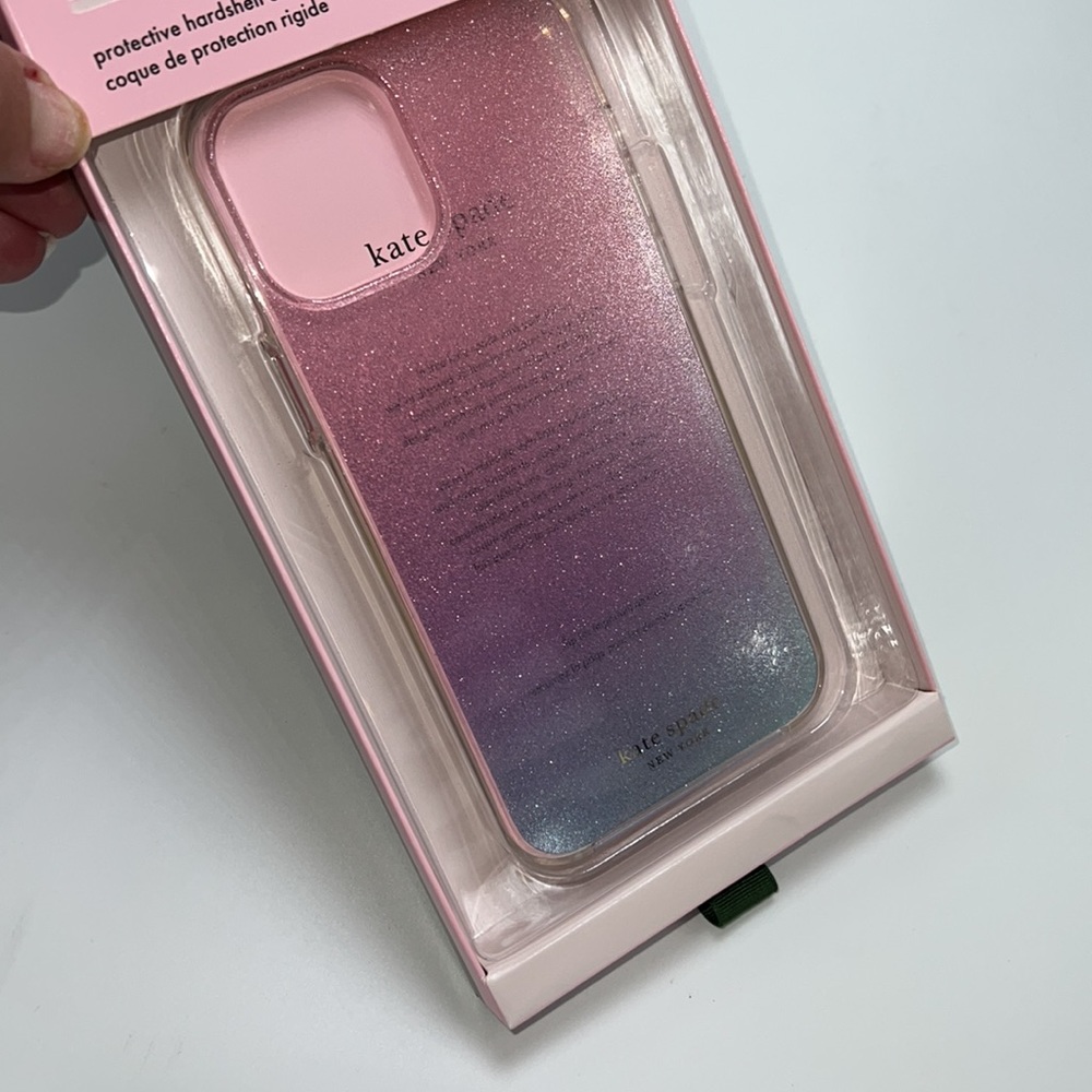 ✨2XHP✨NWT KATE SPADE IPHONE 12 PRO MAX HARDSHELL CASE IN PINK/PUR GLITTER - Picture 4 of 6